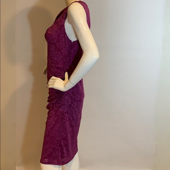 LAUNDRY Sleeveless Floral Purple Lace Dress - Picture 4 of 11